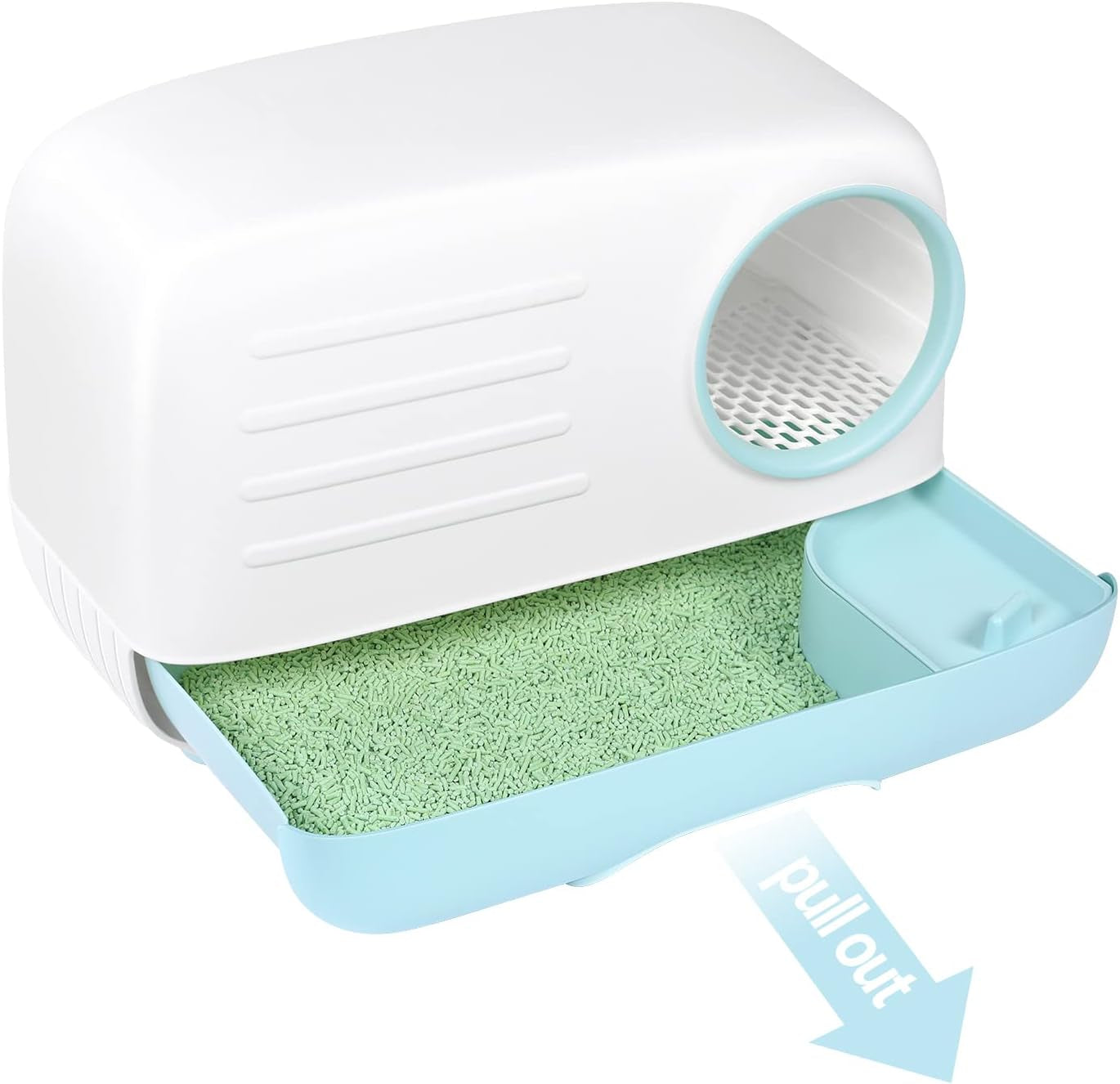 Cat Litter Box,Fully Enclosed Litter Box Holds Odors,Prevents Urine and Litter Leakage,Assembly Free,Easy to Clean Stylish Litter Box Furniture with Pull-Out Litter Tray and Litter Scoop