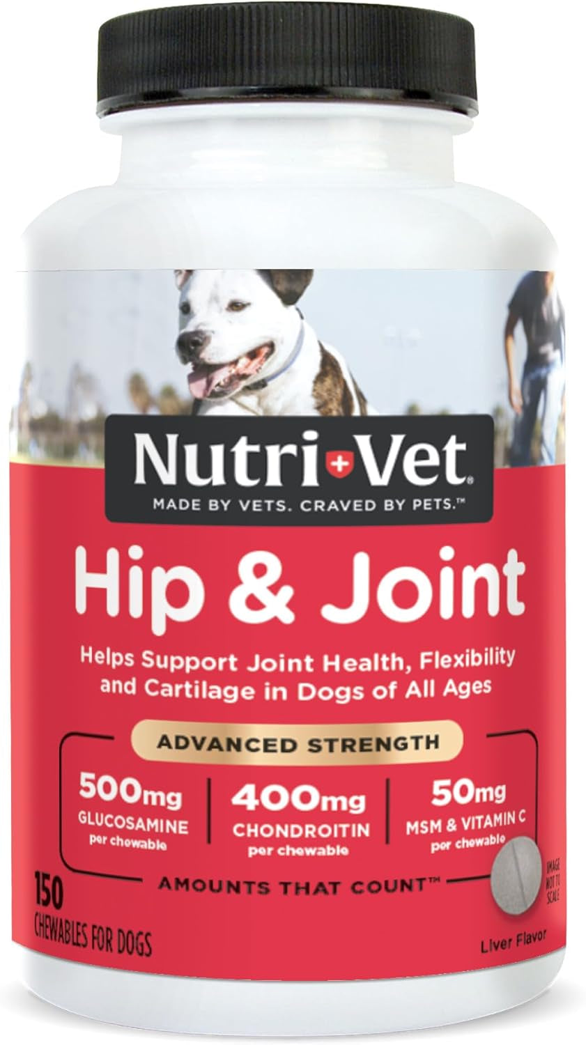 Advanced Strength Hip & Joint Supplement for Dogs, Puppy Supplements, Dog Joint Supplement, Contains 500Mg of Glucosamine, 400Mg of Chondroitin, 50Mg of MSM, Puppy Essentials, 300 Tablets