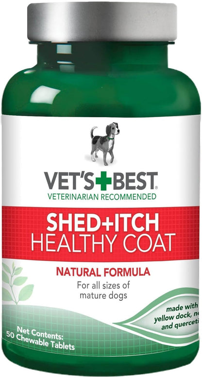 Healthy Coat Shed & Itch Relief for Dogs, Relieve Dogs Skin Irritation and Shedding Due to Seasonal Allergies or Dermatitis, 150 Chewable Tablets
