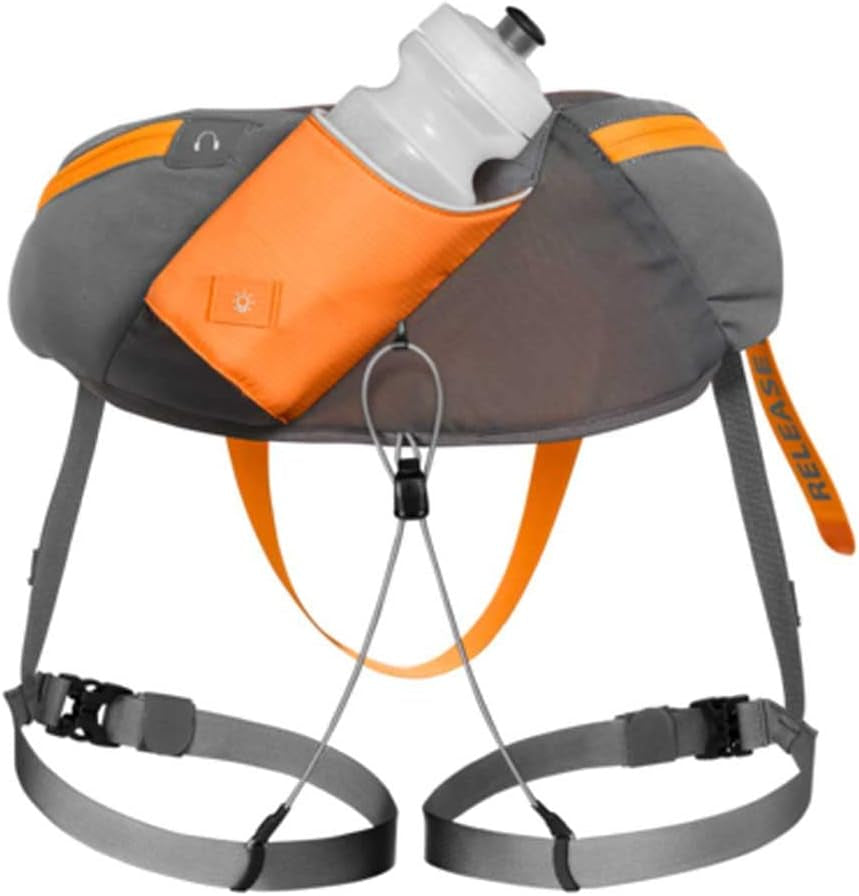, Omnijore Dog Joring System, Dog Harness, Hip Belt, and Towline for Skiing, Skateboarding, and Biking, Orange Poppy, Large/X-Large