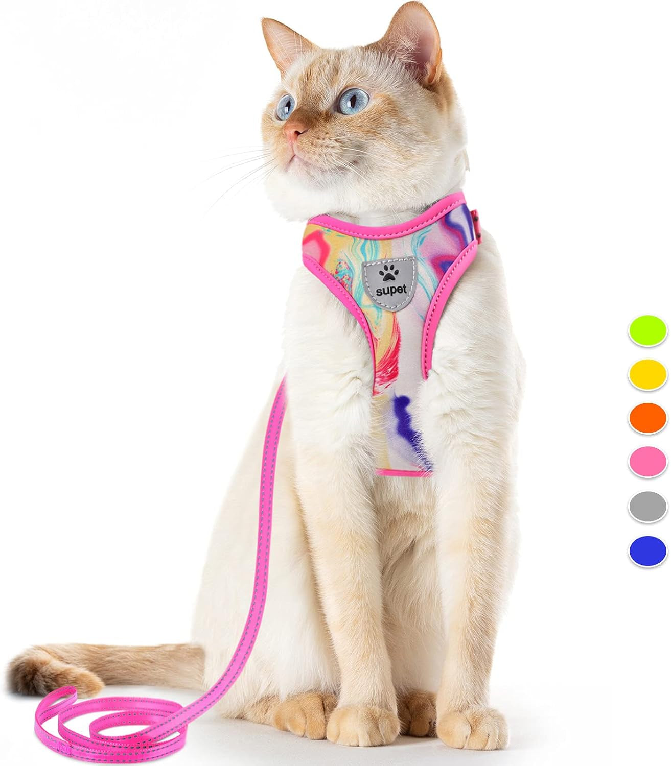 Cat Harness and Leash Escape Proof, Adjustable Breathable Cat Vest Harness with Reflective Trim, Cat Leash Set for Large Small Cats Kittens Puppies