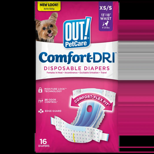 Pet Care Disposable Female Dog Diapers | Absorbent with Leak Proof Fit | Xs/Small, 16 Count