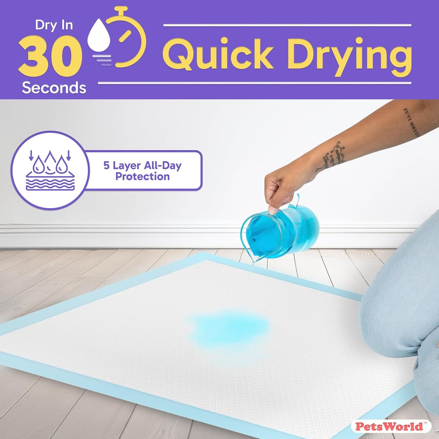 Extra Large Potty Pads for Dogs, Odor Eliminating 30" X 36", 150 Count Pee Pads for Dogs, Gigantic XL Dog Pads, 5 Layer Ultra Absorbent Technology, Leak Proof Training Pads for Dogs & Cats