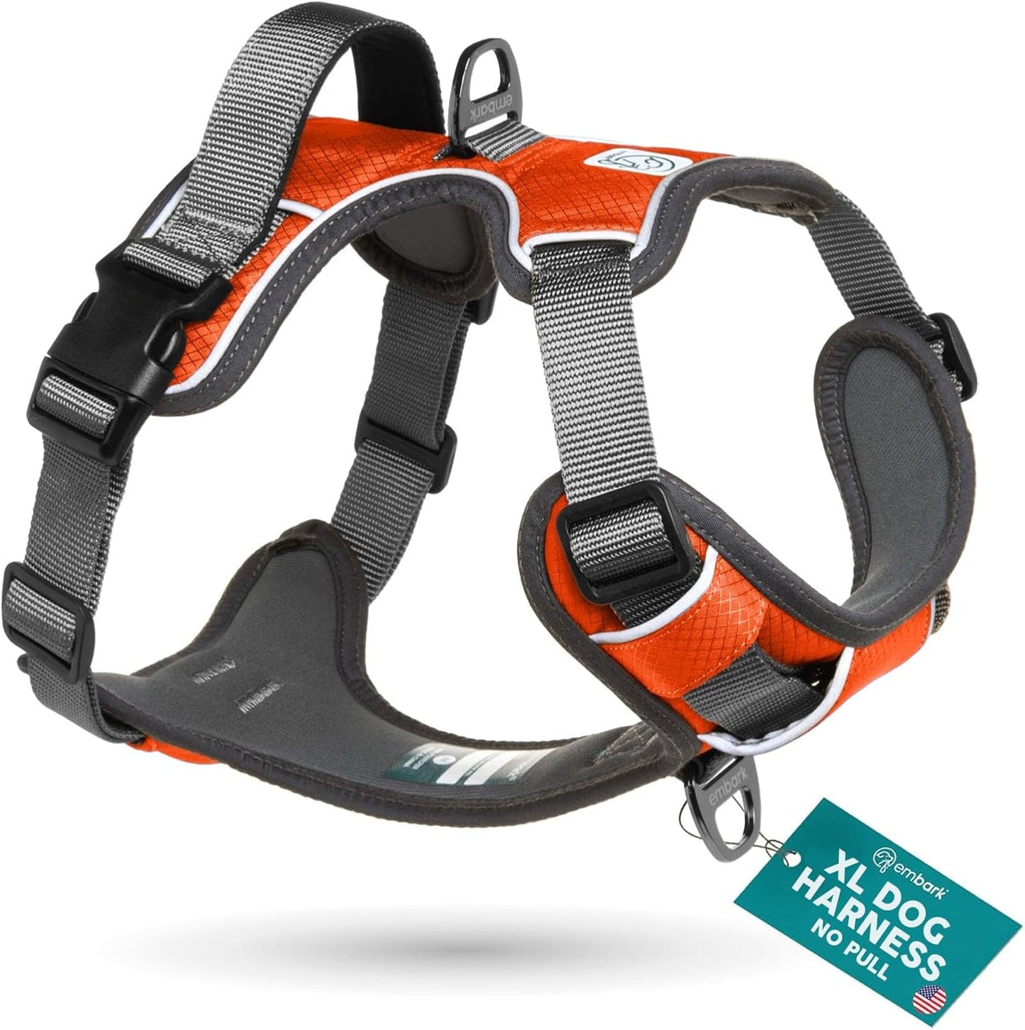 Embark Adventure Small Dog Harness – No-Pull, Reflective Trim, Military-Grade Nylon, Front Clip with Gel-Lined Handle