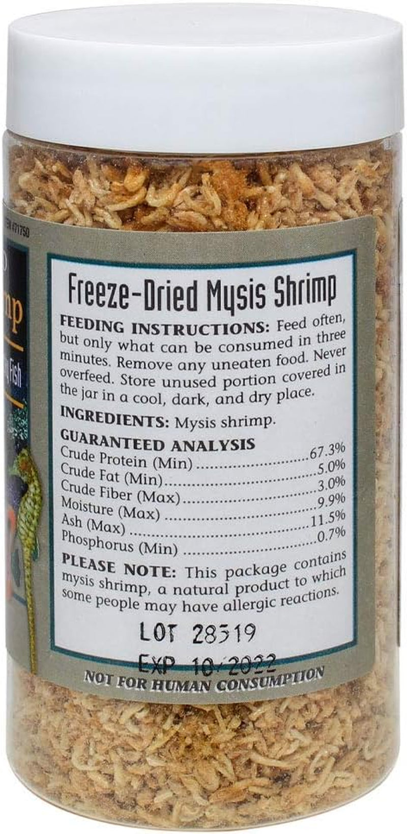 Freeze-Dried Mysis Shrimp - Premium Fish Food, Tropical Fish Food, Shrimp Food - Ideal for Freshwater and Saltwater Fish, Cichlids, Angels, Seahorses - 0.49 Oz (14G)